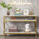 Axyaa 3-Tier Console Table: 55" Sofa Entryway Hallway Table, Open Storage Shelves