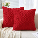 Axyaa Rust Orange Plush Wool Throw Pillow Cover 45x45CM for Sofa Living Room