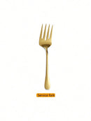 Axyaa Gold Stainless Steel Cutlery Set - 8pcs Buffet Utensils and Food Tongs