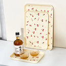 Axyaa Cherry Pattern Serving Tray: Multifunctional Kitchen & Jewelry Organizer