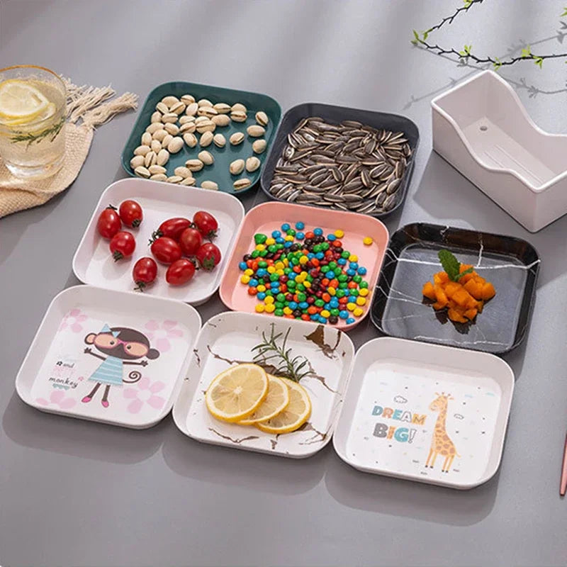 Axya Plastic Tray Cartoon Snack Cake Plate Home Kitchen Accessories