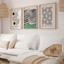 Retro Black Green Bauhaus Abstract Posters by Axyaa: Geometric Modern Wall Art Collection