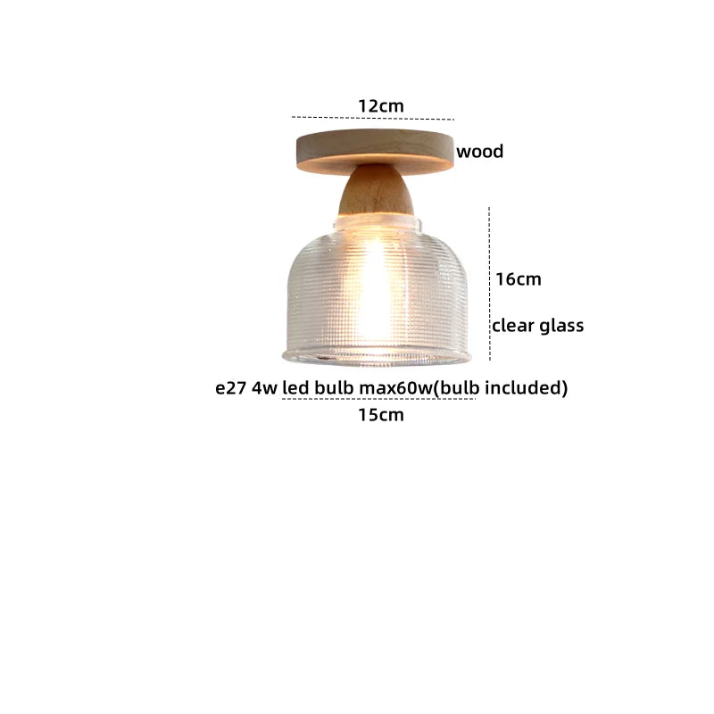 Axyaa Crystal Wood LED Ceiling Lamp Clear Glass Modern Ceiling Lights