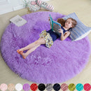 Axyaa Shaggy White Fluffy Round Rug, Soft Pink Carpet for Girls Bedroom and Living Room