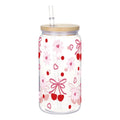 Axyaa Bow Flower Plastic Water Bottle with Wooden Lid and Straw