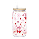 Axyaa Bow Flower Plastic Water Bottle with Wooden Lid and Straw