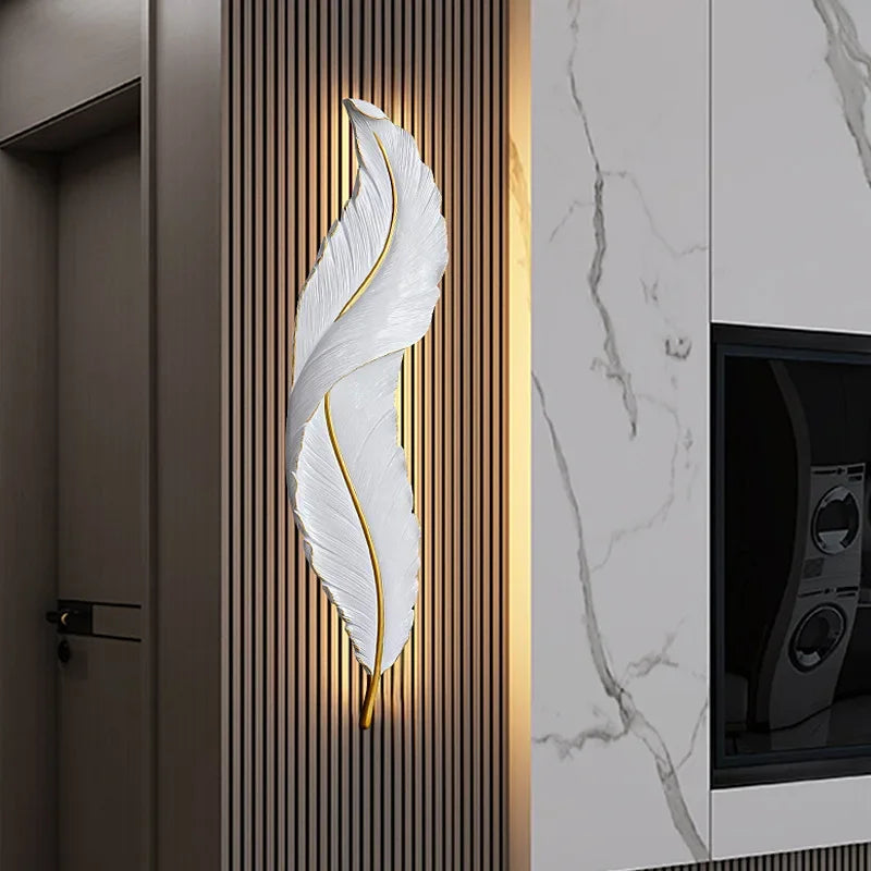 LED Feather Wall Lamp Living Room Hotel Bedroom Sconces Axya Lighting Luster