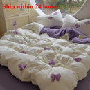 Axyaa Butterfly Knot Yarn Embroidery Duvet Cover Set, Soft Comfortable Bedding Collection