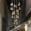 Axyaa Spiral Diamond Crystal LED Chandelier for Living Dining Bedroom, Modern Ceiling Pendant Light