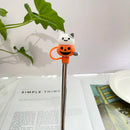 Axyaa Bear Pumpkin Silicone Straw Cover - Universal 7-8mm Sippy Stopper