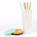 Axyaa Color Changing Confetti Cup with Lid & Straw - Reusable Hot/Cold Drinkware