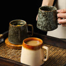 Axyaa Vintage Ceramic Mug, 350ml, Couple Handle Cup, Coffee Tea Cups