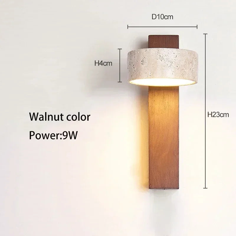 Axyaa Travertine Stone Sconce Light Rotatable for Bedroom Bedside