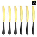 Axyaa 24-Piece Gold & Black Stainless Steel Cutlery Set