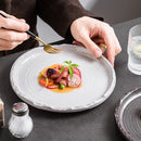Axyaa Threaded Ceramic Flat Plate Set - Restaurant Steak Pasta Dessert Molecular Cooking.