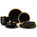 Axyaa 12/24-Piece White and Golden Rim Dinnerware Sets for 4