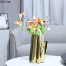 Axyaa Golden Stainless Steel Round Vase - Minimalist Plant Pot for Room Aesthetic Decor
