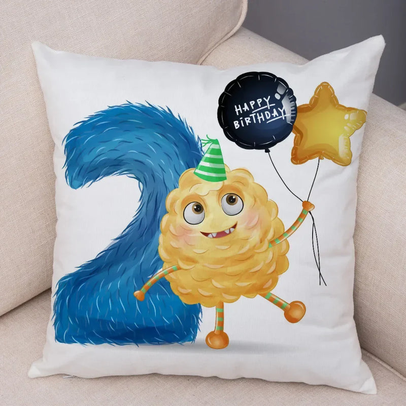 Axyaa Nordic Monster Pillow Case 45x45cm Decor for Happy Birthday Theme