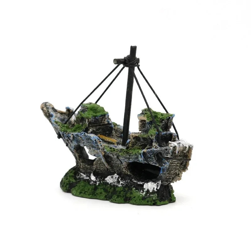 Axyaa Pirate Ship Resin Decoration for Aquarium Fish Tank Landscaping