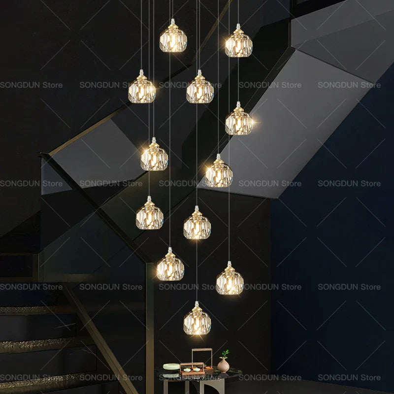 Axyaa Crystal Spiral Chandelier for Modern Luxury Living