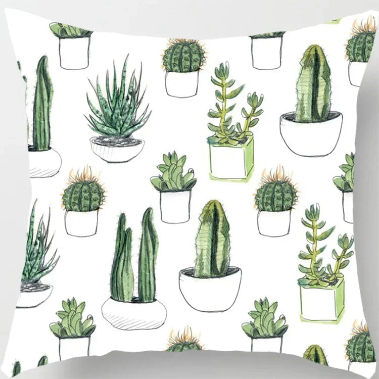 Axyaa Tropical Cactus Potted Pillowcase for Home and Office Decor