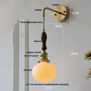 Axyaa Copper Ceramic LED Pull Chain Wall Light Fixture