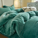 Axyaa Solid Flannel Bedding Set, Reversible Fleece Duvet Cover and Cozy Sheet with Pillowcases