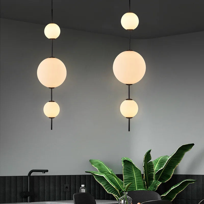 Axya White Glass Ball Pendant Lamps for Home Decor