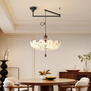 Axyaa Lotus Fabric Pendant Light for Bedroom Living Room Solid Wood Restaurant