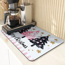 Axyaa Christmas Tree Stars Dot Absorbent Drying Mat