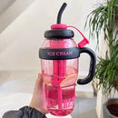 Axyaa 1200ml Sport Water Bottle with Tea Infuser and Straw, Handle - Cute Design