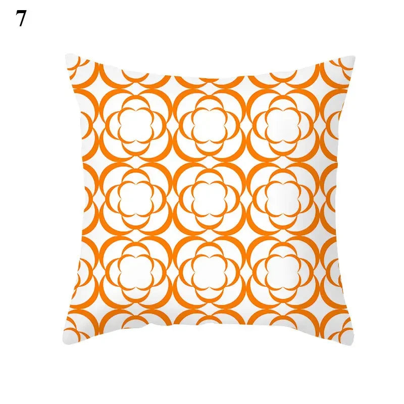 Orange Geometric Leaf Lines Pillowcase by Axyaa - Home Decor and Cozy Throw Pillows