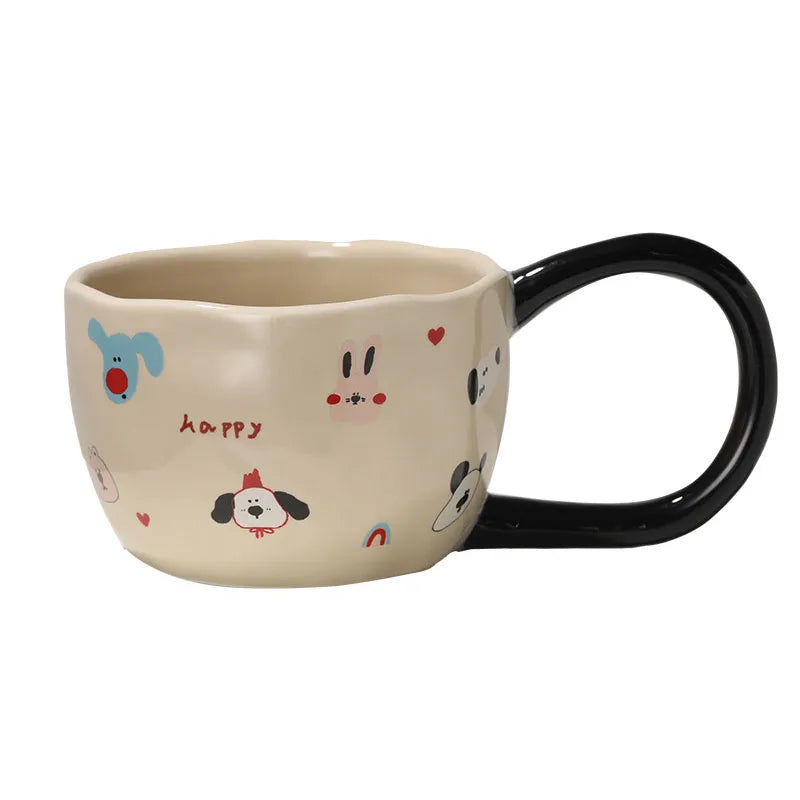 Axya Irregular Cartoon Ceramic Mug with Large Handle for Coffee & Tea