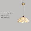 Axyaa Vintage Fabric Chandelier Wood Pendant Light for Dining Kitchen Living Room