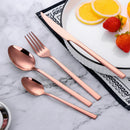 Axyaa Black Stainless Steel Cutlery Set - Knife Fork Spoon Dinnerware Kitchen Utensils