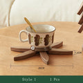 Axyaa Wood Coaster Set: Insulation Mat Tree Design, Tea Tray & Desktop Decoration