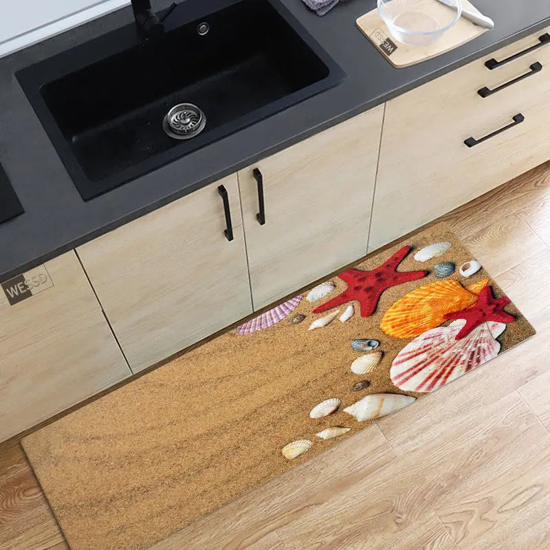Axyaa Ocean Waves Beach Carpet - 3D Kitchen Bedroom Floor Rug