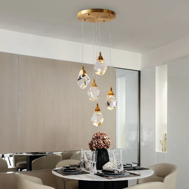 Axyaa Luxury Crystal Chandelier - LED Lighting for Large Staircase and Living Room Hall