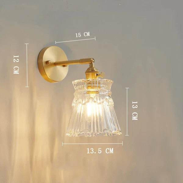 Axyaa Clear Glass LED Wall Lights Copper Pull Chain Switch Modern Wandlamp