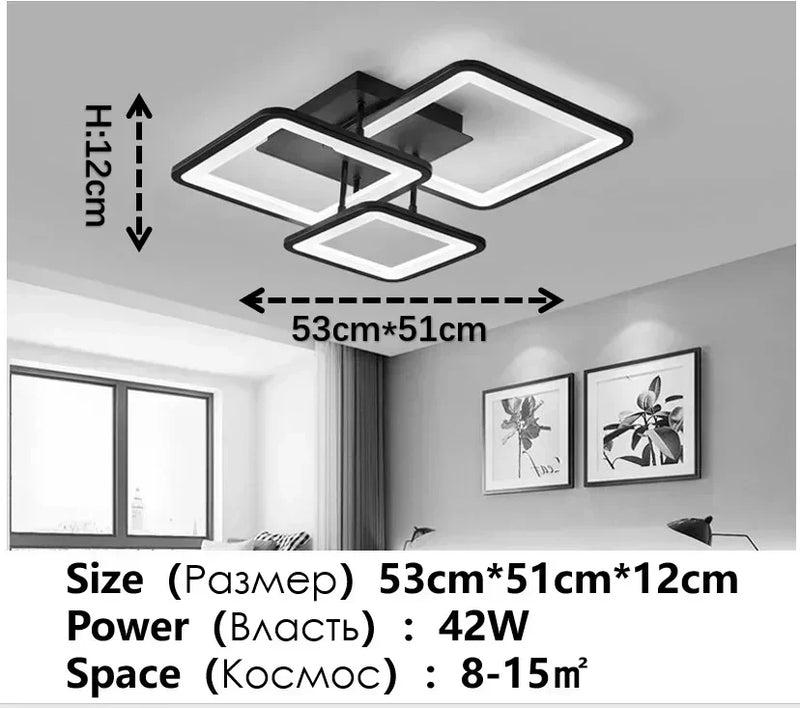 Nordic Black LED Ceiling Lamp for Modern Living Room, Bedroom, Study, Dining Room by Axyaa
