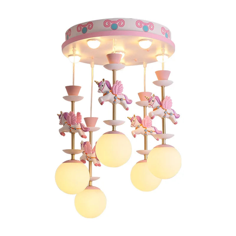 Axyaa Unicorn Cartoon Pendant Lamp for Children's Room LED Ceiling Light