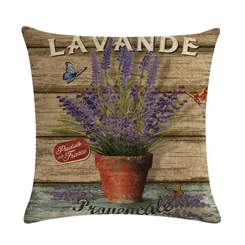 Purple Lavender Floral Pillowcase for Home Decor by Axyaa