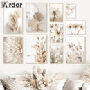 Axyaa Beige Dandelion Bunny Tail Grass Canvas Art Print Nordic Flower Poster