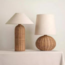 Axyaa Handmade Rattan Weave Table Lamp LED Fabric Shade Bedroom Study Decor