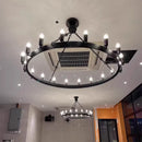 Axyaa Round Iron LED Pendant Chandelier for Retro American Industrial Style
