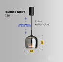 Axyaa Glass Pendant Lights - Smoke Grey LED Hanging Lamp for Dining Room, Bedroom, Bar, Indoor Decor