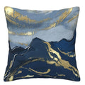 Blue & Gold Marbled Pillow Covers - Axyaa Abstract Pattern Cushion Cover for Sofa, Bedroom & Car