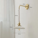 Axyaa Ceramic LED Wall Lamp with Pull Chain Switch - Modern White Black Copper Mirror Light