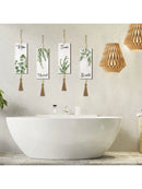 Axyaa Boho Leaf Wooden Bathroom Sign Set