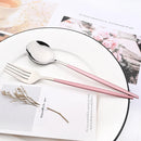 Axyaa Pink Silver Stainless Steel Cutlery Set